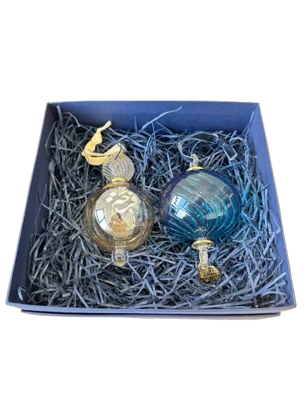 Azza Fahmy Set of 2 Ltd.Edition Baubles Inscribed with Messages of Happiness & Joy