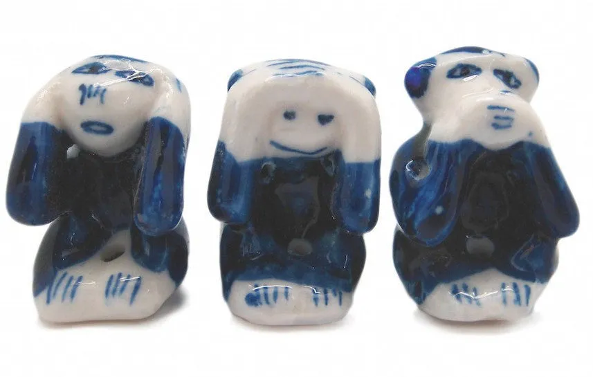 Ceramic Miniatures Animals Delft Blue Monkey