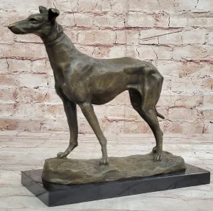 Handcrafted Detailed Greyhound Dog Bronze Sculpture Figurine Figure Decor Gift