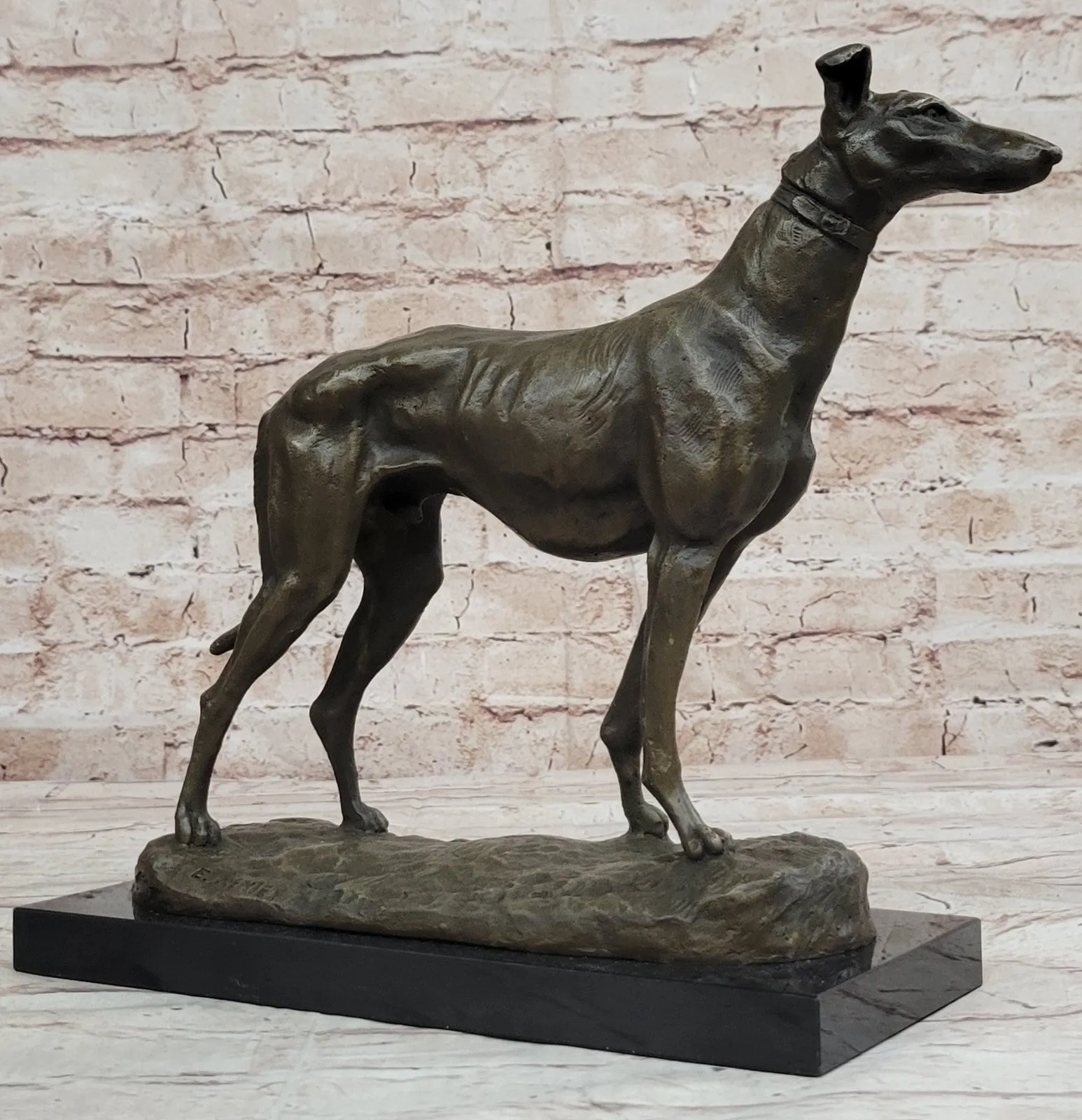 Handcrafted Detailed Greyhound Dog Bronze Sculpture Figurine Figure Decor Gift