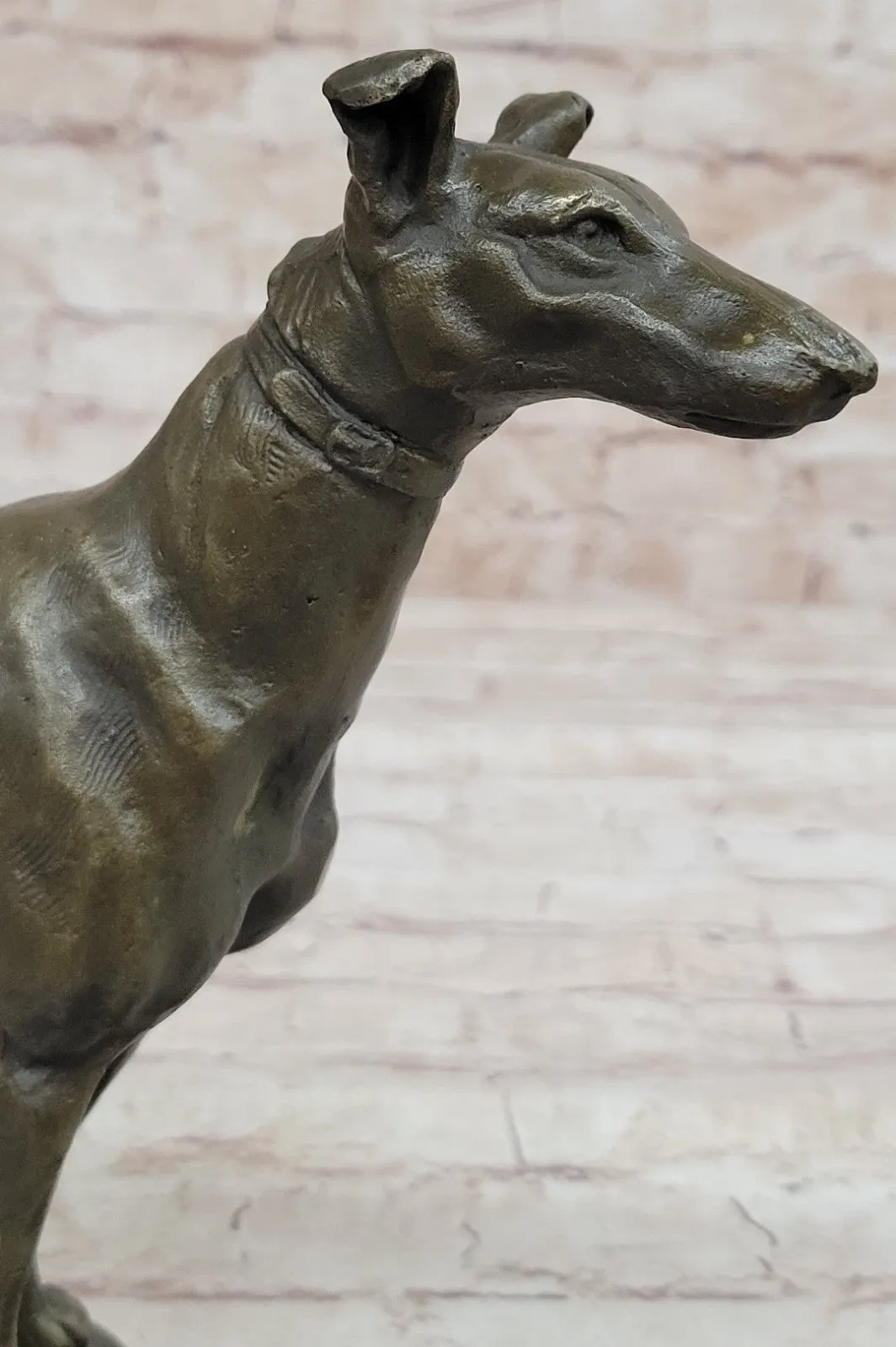 Handcrafted Detailed Greyhound Dog Bronze Sculpture Figurine Figure Decor Gift