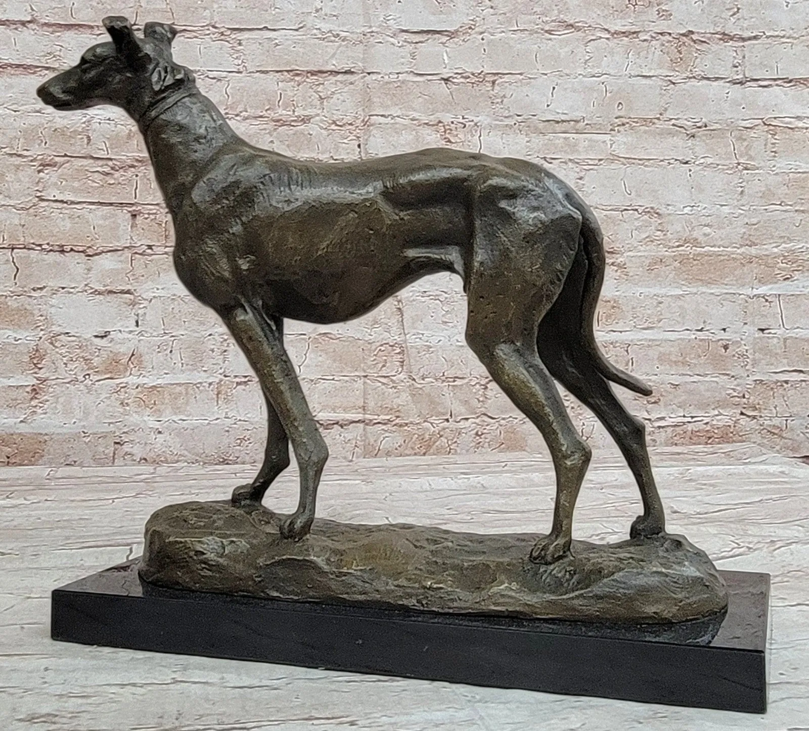 Handcrafted Detailed Greyhound Dog Bronze Sculpture Figurine Figure Decor Gift