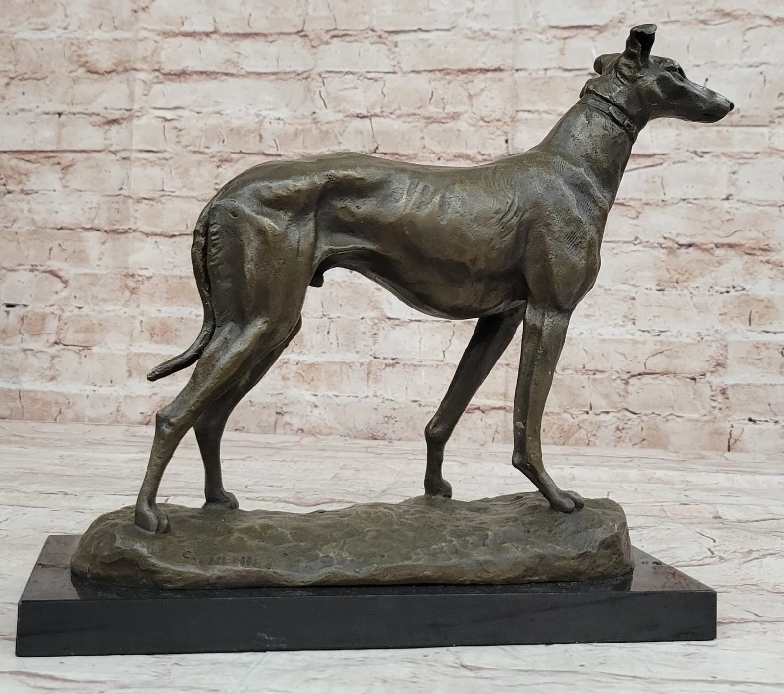 Handcrafted Detailed Greyhound Dog Bronze Sculpture Figurine Figure Decor Gift