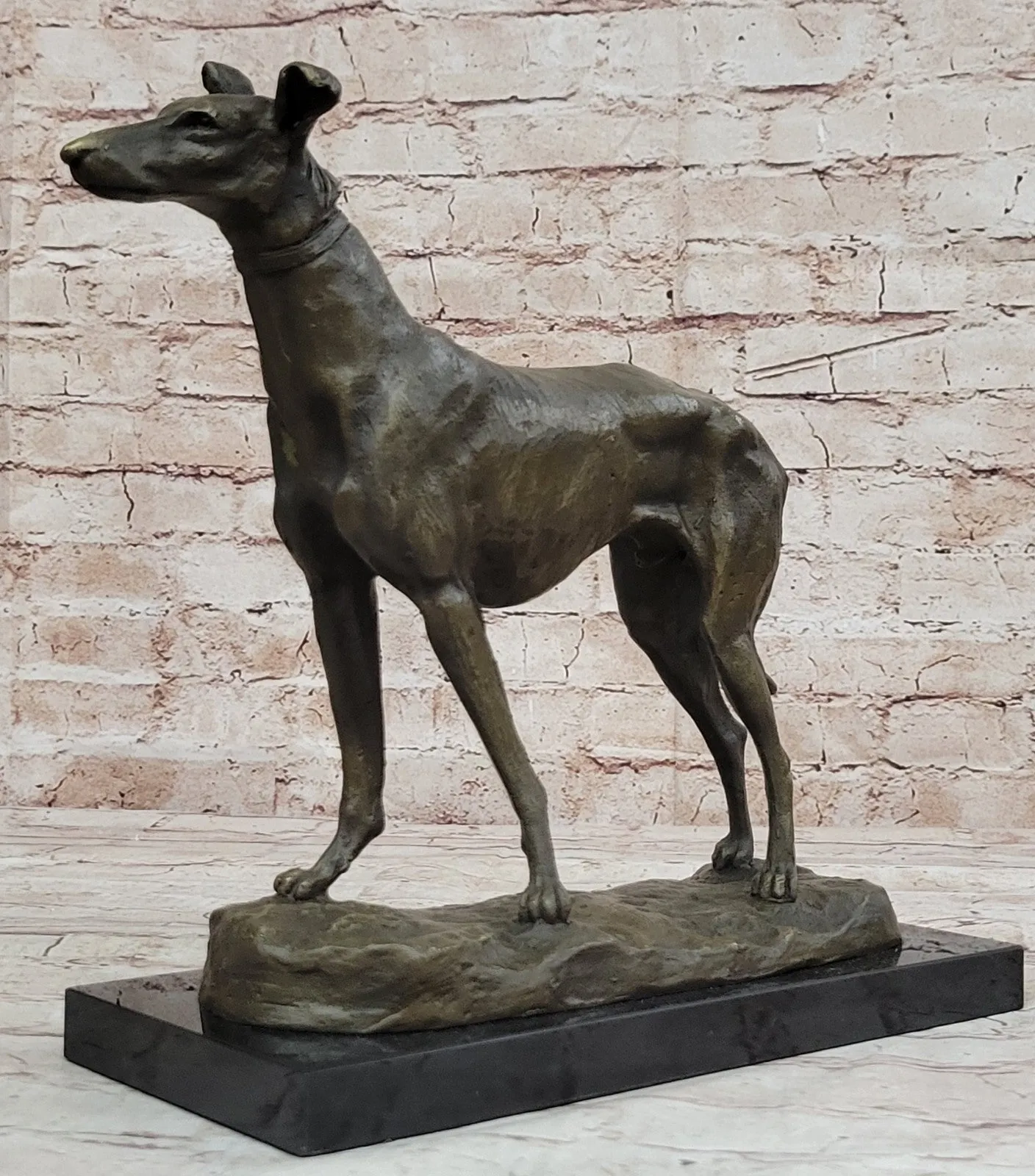 Handcrafted Detailed Greyhound Dog Bronze Sculpture Figurine Figure Decor Gift