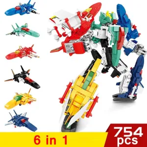 Mecha Transformation Planes Robot Fighter Bricks Toy 754pcs