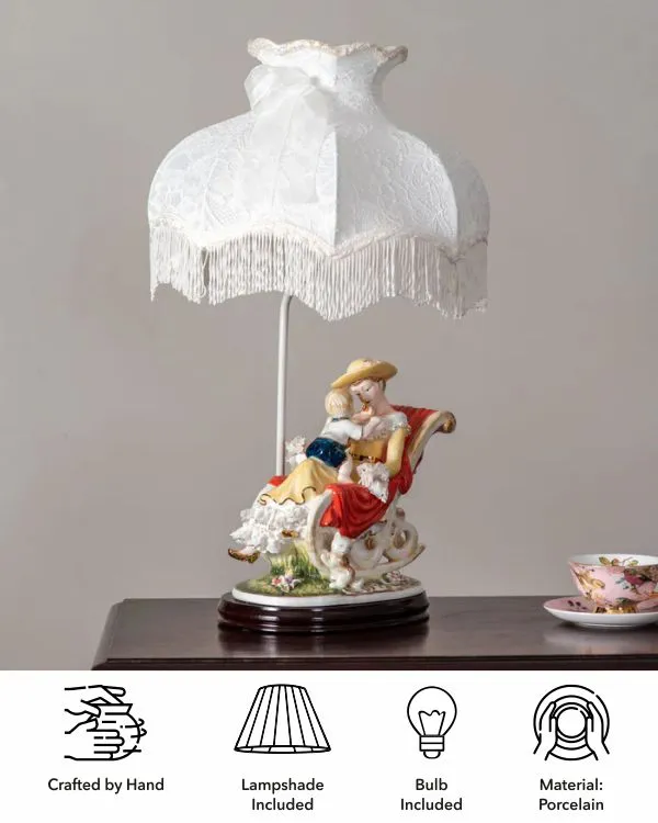 'Mother's Love' Capodimonte Figurine Lamp