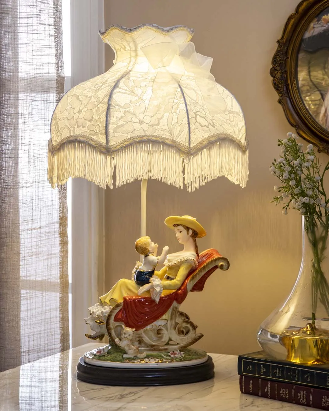 'Mother's Love' Capodimonte Figurine Lamp