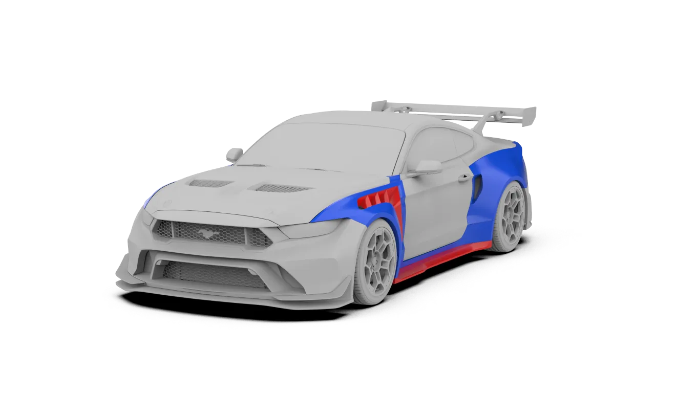 Robot Craftsman GTD Style Widebody Wheel Arches & Side Skirts for Ford Mustang V6 S550.1 Carbon Fiber/FRP