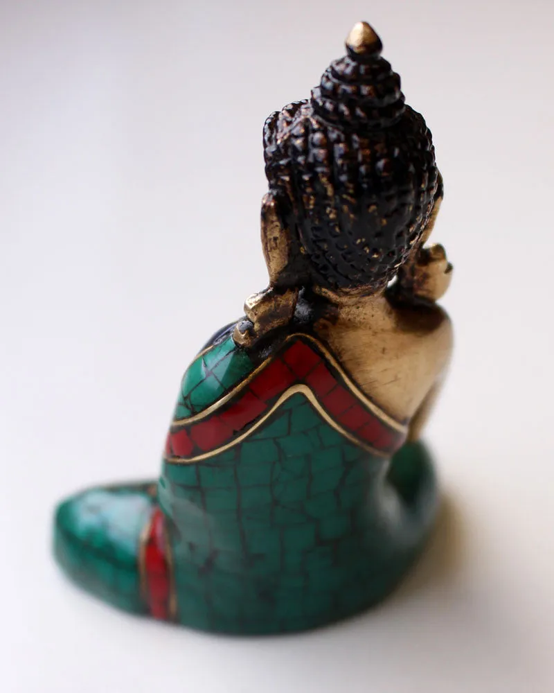 Vairocana Buddha Brass Statue Adorning a jeweled Robe 3"
