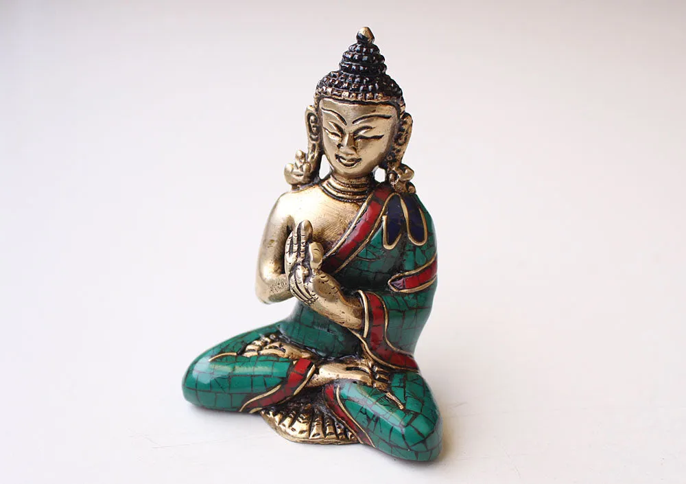 Vairocana Buddha Brass Statue Adorning a jeweled Robe 3"