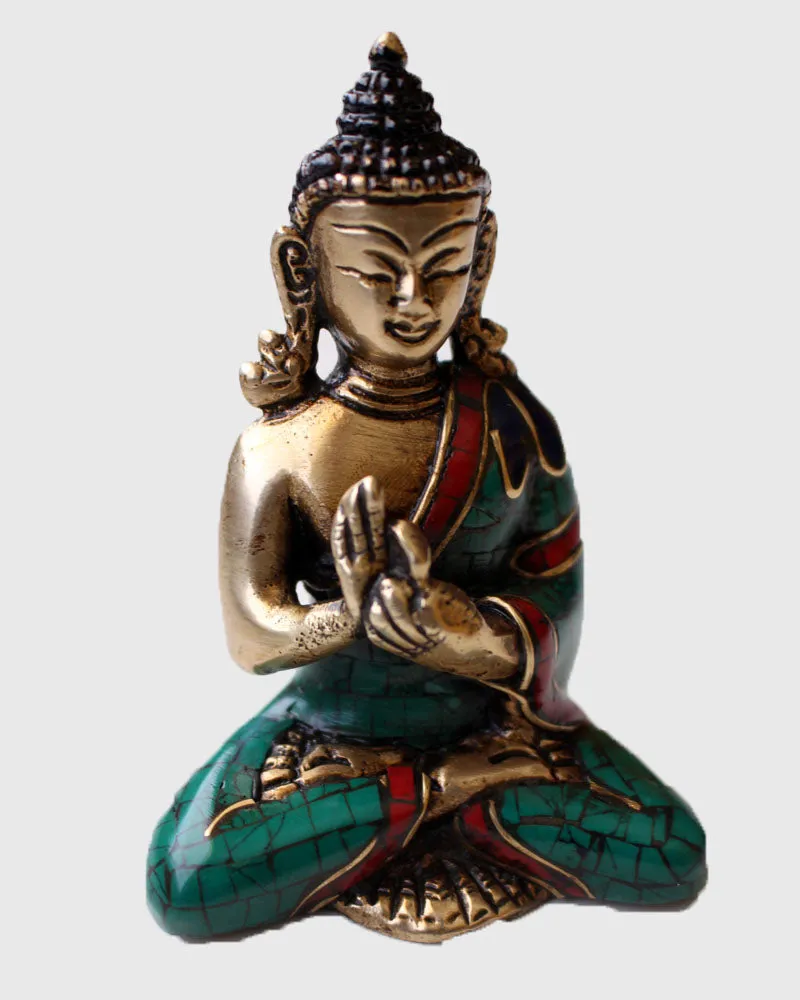 Vairocana Buddha Brass Statue Adorning a jeweled Robe 3"