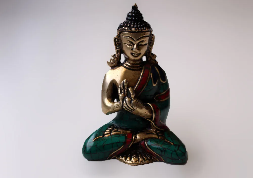 Vairocana Buddha Brass Statue Adorning a jeweled Robe 3"